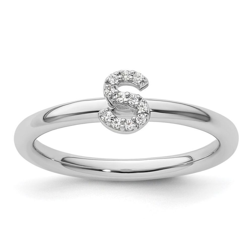 Kazi Luxury 14k White Gold Stackable Diamond Init… - image 1